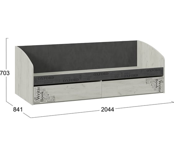 Кровать ТриЯ Оксфорд-2 ТД-399.12.01 с 2 ящиками/матера/дуб крафт белый с рисунком 241313