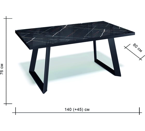 Стол KENNER PL1400 черный/стекло камень черный глянец 326387