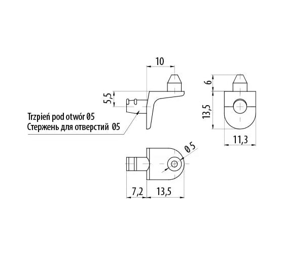 Держатель для деревянных полок GTV PP-GL-DR5-01