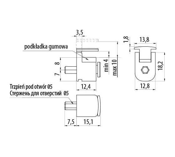 Держатель для стеклянных полок GTV PP-GL-E410-01