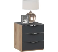 Прикроватная тумба ТриЯ Глосс ТД 319.03.02 с 3 ящиками, яблоня беллуно/стекло графит матовый 214032