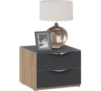 Прикроватная тумба ТриЯ Глосс ТД 319.03.01 с 2 ящиками, яблоня беллуно/стекло графит матовый 216197