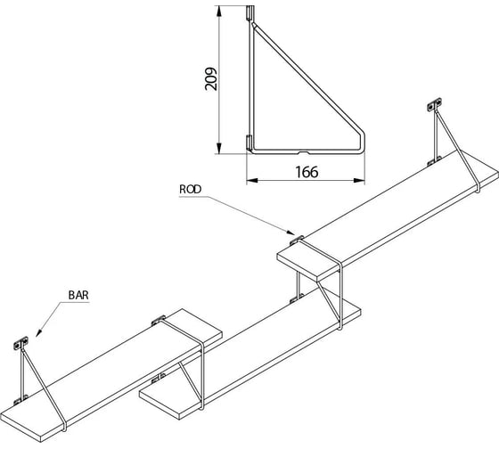 Полкодержатель GTV 200x160 мм, черный матовый PP-BAR-20M