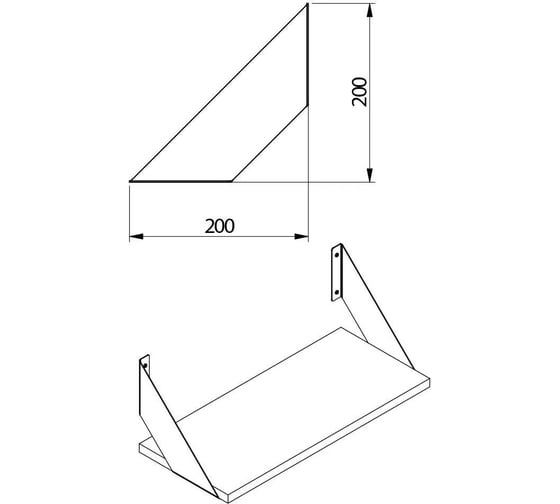 Полкодержатель GTV 200x200 мм, черный матовый PP-FLAT-20M