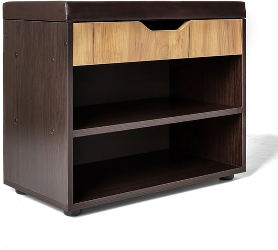 Обувница DOMA LIGA 615x314x500, с откидной крышкой, венге/дуб бунратти/коричневый, экокожа 1118084