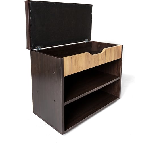 Обувница DOMA LIGA 615x314x500, с откидной крышкой, венге/дуб бунратти/коричневый, экокожа 1118084