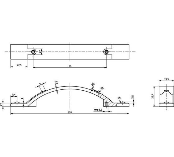 Ручка GTV ARCHE 96 мм, брашированная латунь UZ-ARCH096-AEB