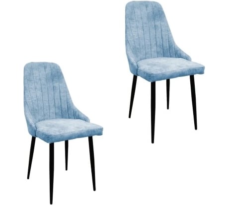 Комплект стульев M-GROUP МИЛАН Классика черный, голубой(2 шт) 14020453