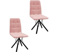 Комплект стульев M-GROUP ЛЕОН Паутинка пудровый, черные ножки (2 шт) 14040454