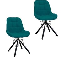 Комплект стульев M-GROUP ЛИРА Паутинка аквамарин, черные ножки (2 шт) 14070451