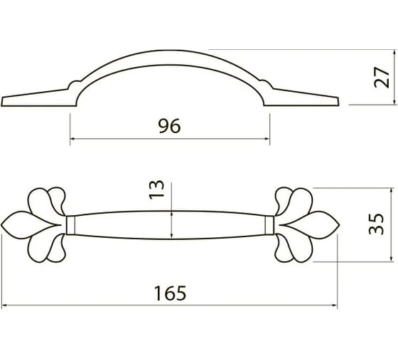 Ручка GTV ROYAL3 96 мм, белый/золото UZ-ROYAL3-96-10-03