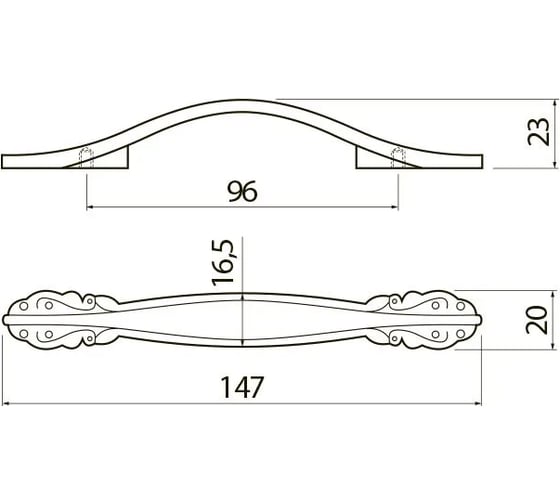 Ручка GTV ROYAL2 96 мм, белый/золото UZ-ROYAL2-96-10-03