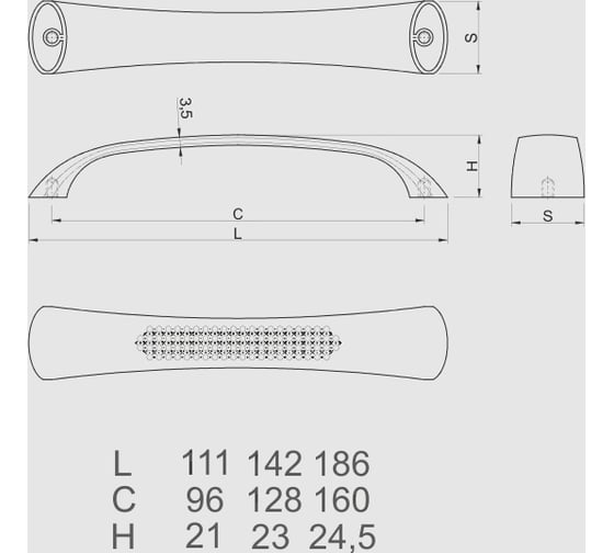 Ручка GTV SIENNA 160 мм, хром UZ-SIENNA160-01