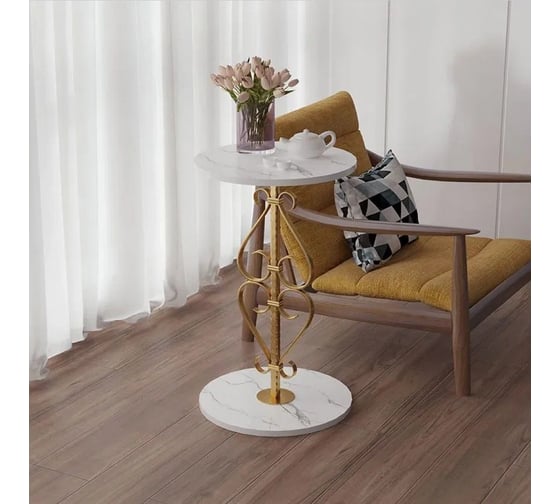 Столик Homium Melody на ножке, белый, 40x40x65 см table06white