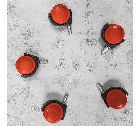 Мебельные колеса ВПМ  5 шт прорезиненные, черный с красным 6191359