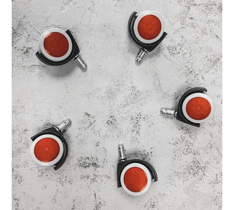 Мебельные колеса ВПМ черный, пу серый, диск красный 5 шт 6191362