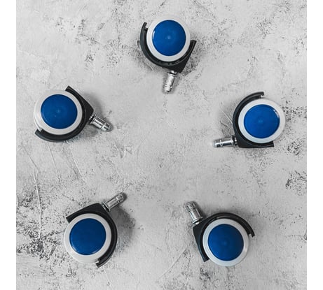 Мебельные колеса ВПМ 5 шт прорезиненные, черный с серым с синим 6191358