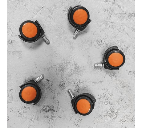 Мебельные колеса ВПМ 5 шт прорезиненные, черный с оранжевым 6191366