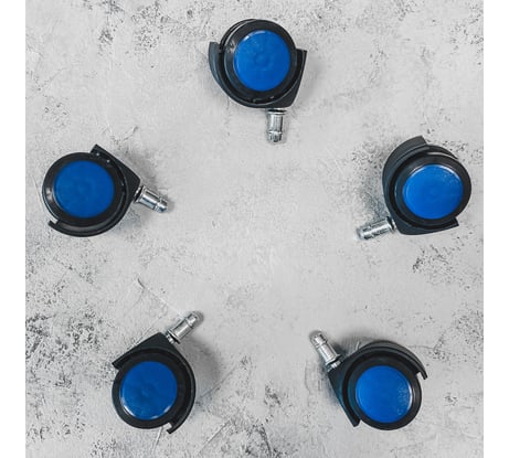 Мебельные колеса ВПМ 5 шт прорезиненные, черный с синим 6191364