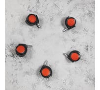 Мебельные колеса ВПМ 5 шт прорезиненные, черный с красным 6191365