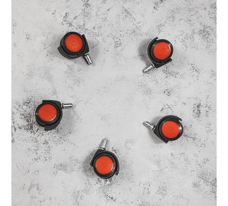 Мебельные колеса ВПМ 5 шт прорезиненные, черный с красным 6191365