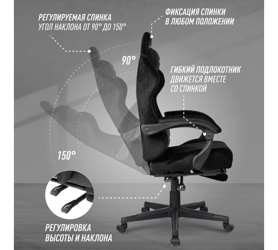 Игровое компьютерное кресло VMMGame THRONE VELOUR, велюр черный OT-B31-VRBK