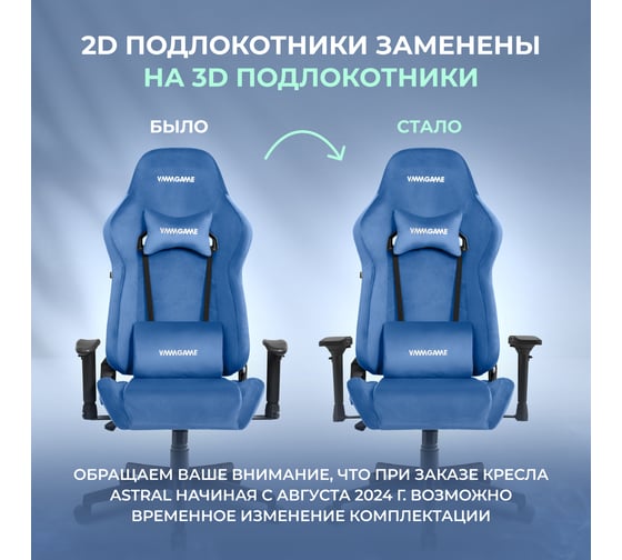 Игровое компьютерное кресло VMMGame ASTRAL, велюр синий OT-B23-VRBE