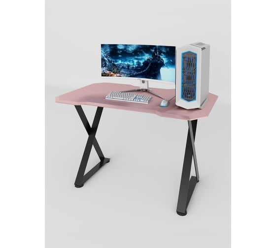 Игровой компьютерный cтол с металлическим подстольем VMMGame EDGE DARK PINK CARBON ND-1BKPKCN