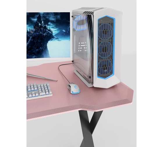 Игровой компьютерный cтол с металлическим подстольем VMMGame EDGE DARK PINK CARBON ND-1BKPKCN