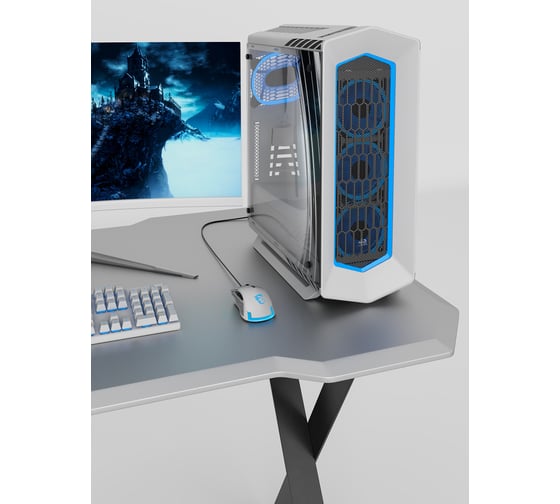 Игровой компьютерный cтол с металлическим подстольем VMMGame EDGE DARK GREY METALLIC ND-1BKGYMC