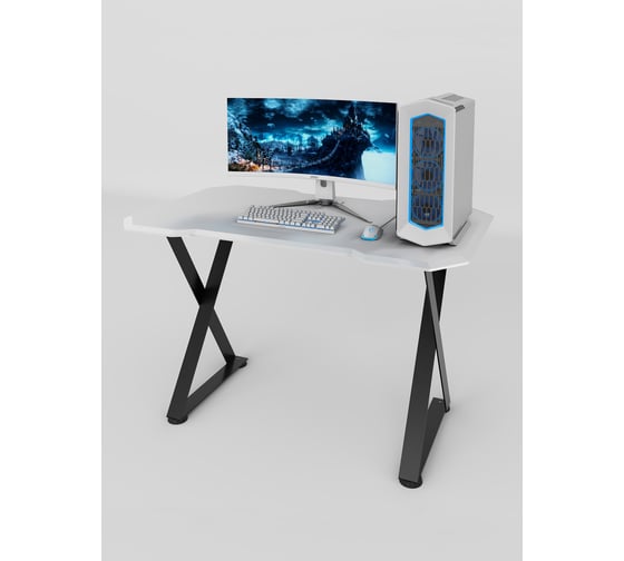 Игровой компьютерный cтол с металлическим подстольем VMMGame EDGE DARK WHITE CARBON ND-1BKWTCN 1