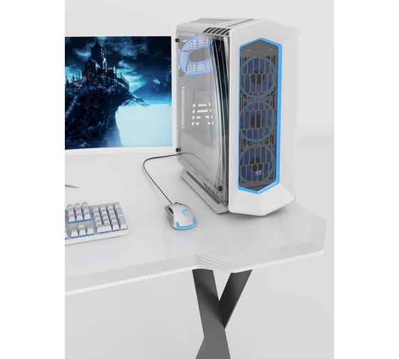 Игровой компьютерный cтол с металлическим подстольем VMMGame EDGE DARK WHITE CARBON ND-1BKWTCN