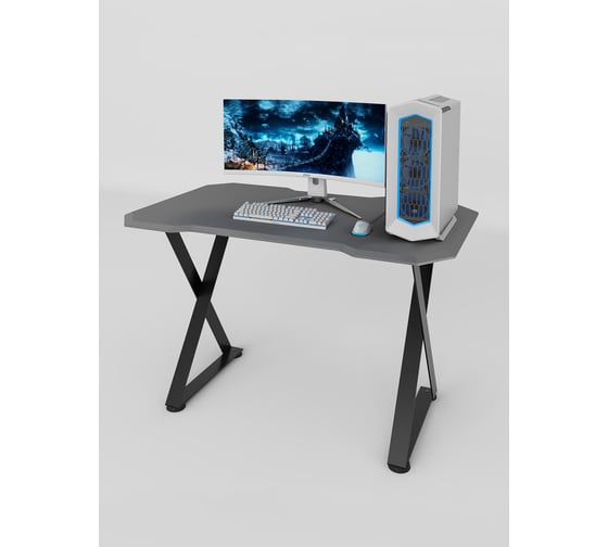 Игровой компьютерный cтол с металлическим подстольем VMMGame EDGE DARK GREY CARBON ND-1BKGYCN