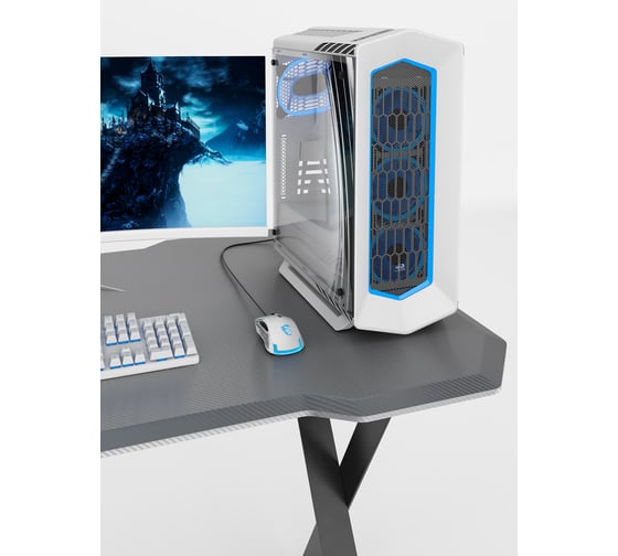 Игровой компьютерный cтол с металлическим подстольем VMMGame EDGE DARK GREY CARBON ND-1BKGYCN