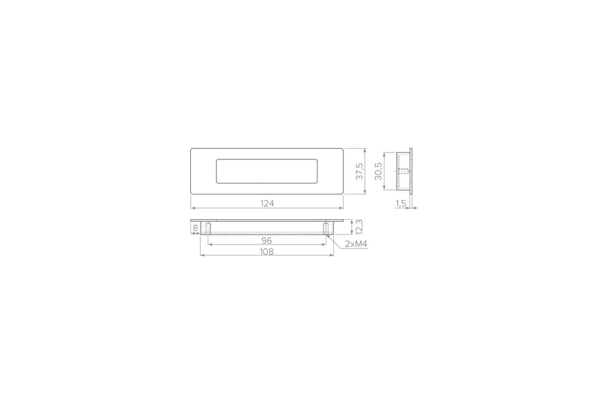 Ручка врезная uz e6 128 05 алюминий