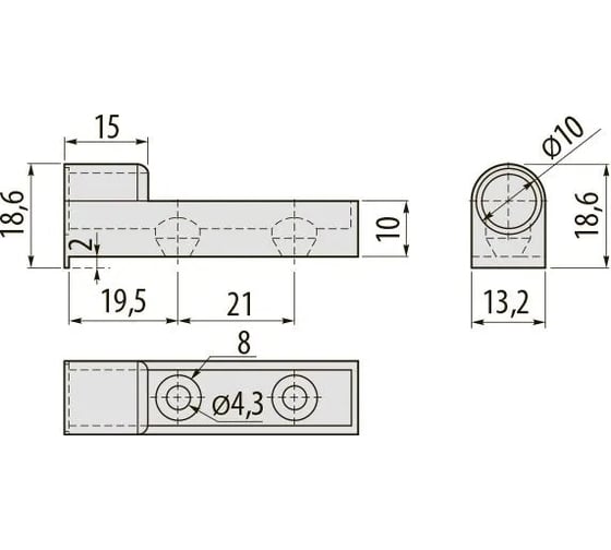 Прямой адаптер GTV PRESTIGE к амортизатору AM-ODB000-60, серый AM-ADAP0B-60