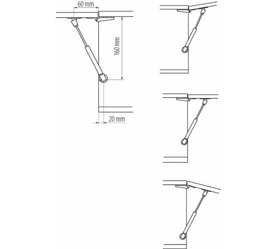 Мебельный газлифт GTV 6 кг L-160 мм PD-G60160-02