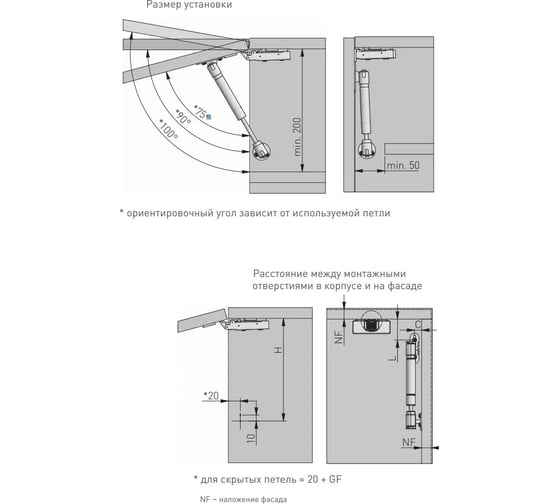 Мебельный газлифт GTV 8 кг L-160 мм PD-G80160-02