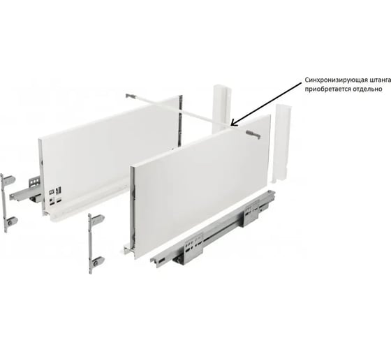 Выдвижной ящик GTV AXIS PRO push to open L-350 мм, высокий H-200 мм, белый PB-AXISPRO-P2O-KPL350D1