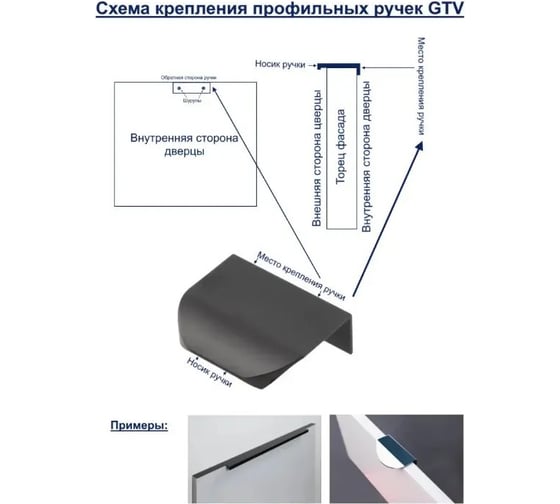 Мебельная ручка GTV алюминиевая, длина 1200 мм, черный матовый UA-HEXA-1200-20M