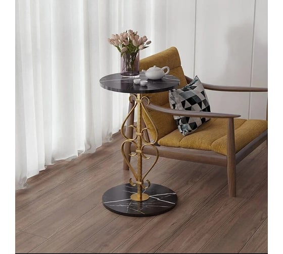 Столик Homium Melody на ножке, черный, 40x40x65 см table06black
