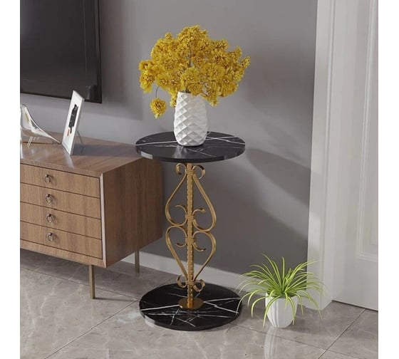 Столик Homium Melody на ножке, черный, 40x40x65 см table06black