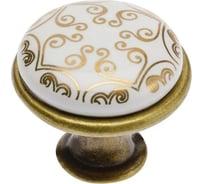Мебельная ручка GTV GP-0728-J4-C керамика, кнопка, золотой орнамент GP-0728-J4-C-04