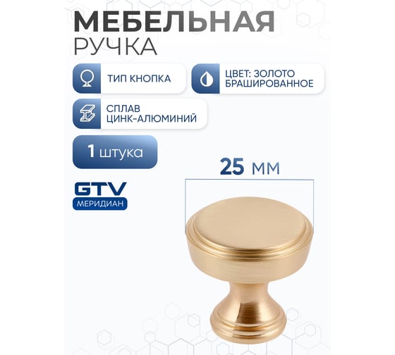 Ручка GTV SONET, брашированное золото GZ-SONET-1-18