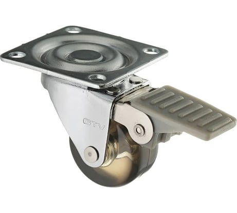 Поворотное колесо GTV D-35 мм, коричневое, на площадке, со стопором, нагрузка 25 кг KM-AH35MM-30