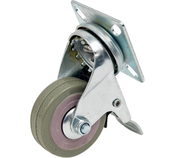 Мебельное колесо GTV GREYROLL d-50 мм, серое, со стопором KM-GREYROLL-50MM-ZH