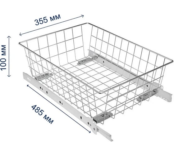 Выдвижная корзина GTV 40II 355x485x100, в модуль 400 мм, на роликовых направляющих, белая KO-SR100-40-10-K