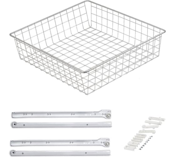 Выдвижная корзина GTV 60II 555x485x100, в модуль 600 мм, на роликовых направляющих, белая  KO-SR100-60-10-K 1