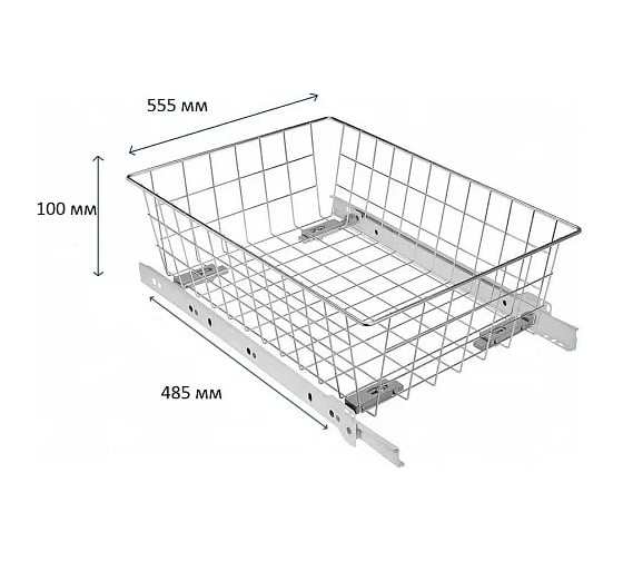 Выдвижная корзина GTV 60II 555x485x100, в модуль 600 мм, на роликовых направляющих, белая  KO-SR100-60-10-K