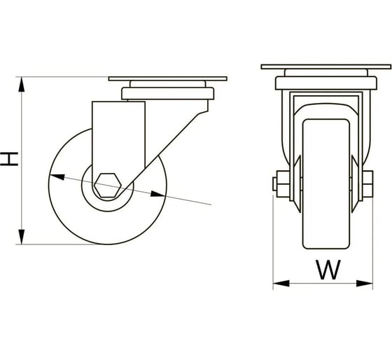 Мебельное колесо GTV GREYROLL d-50 мм, серое, без стопора KM-GREYROLL-50MM-BH